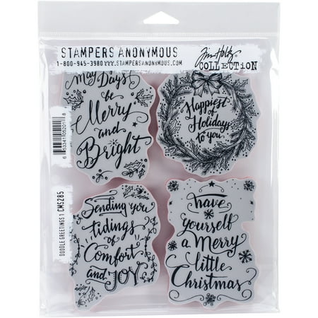 UPC: 0653341052018 | Tim Holtz Cling Stamps 7 X8.5  Doodle Greetings #1