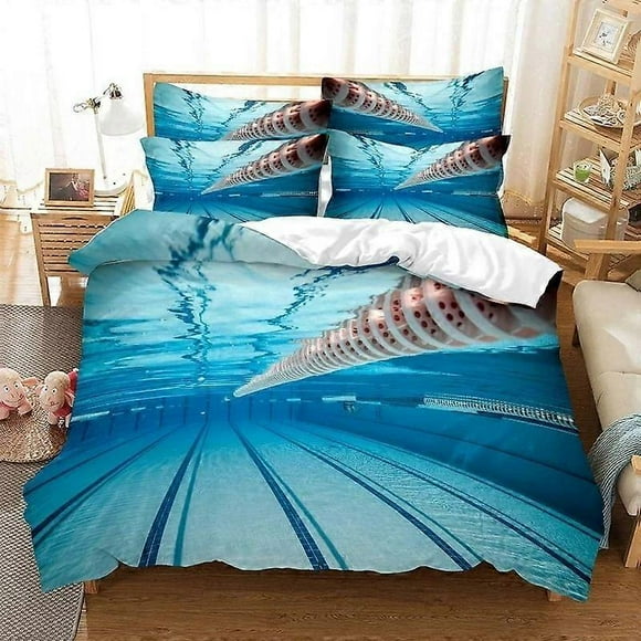 v247 Bed Sheets Swimming In Pool Bedding Duvet Cover Set Digital Printing Bed Linen Fashion Design Comforter Cover Bedding Sets Bed Set 3-Piece Beddin(135x200cm 53x78in)