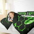 thumbnail image 4 of jejeloiu Gamepad Gamer Full Size Comforter Sets,Modern Video Game Bedding Comforter Set,Green Geometric Honeycomb Bedding Sets For Boys Kids,Luxury Bedroom Decor Reversible,3 Pieces, 4 of 8