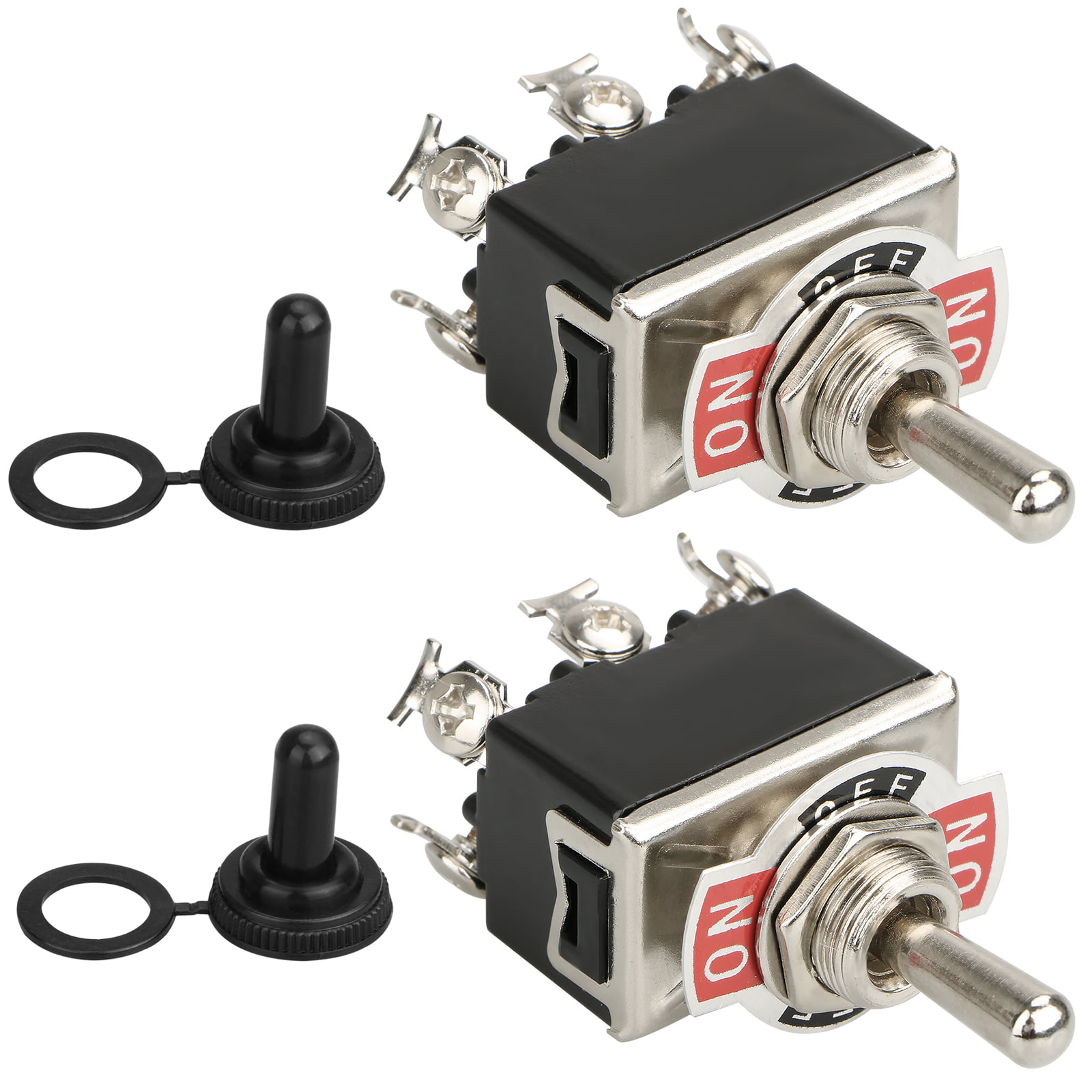 2pcs Waterproof 6pin Heavy Duty Boot Cap Dpdt Momentary Toggle Switch