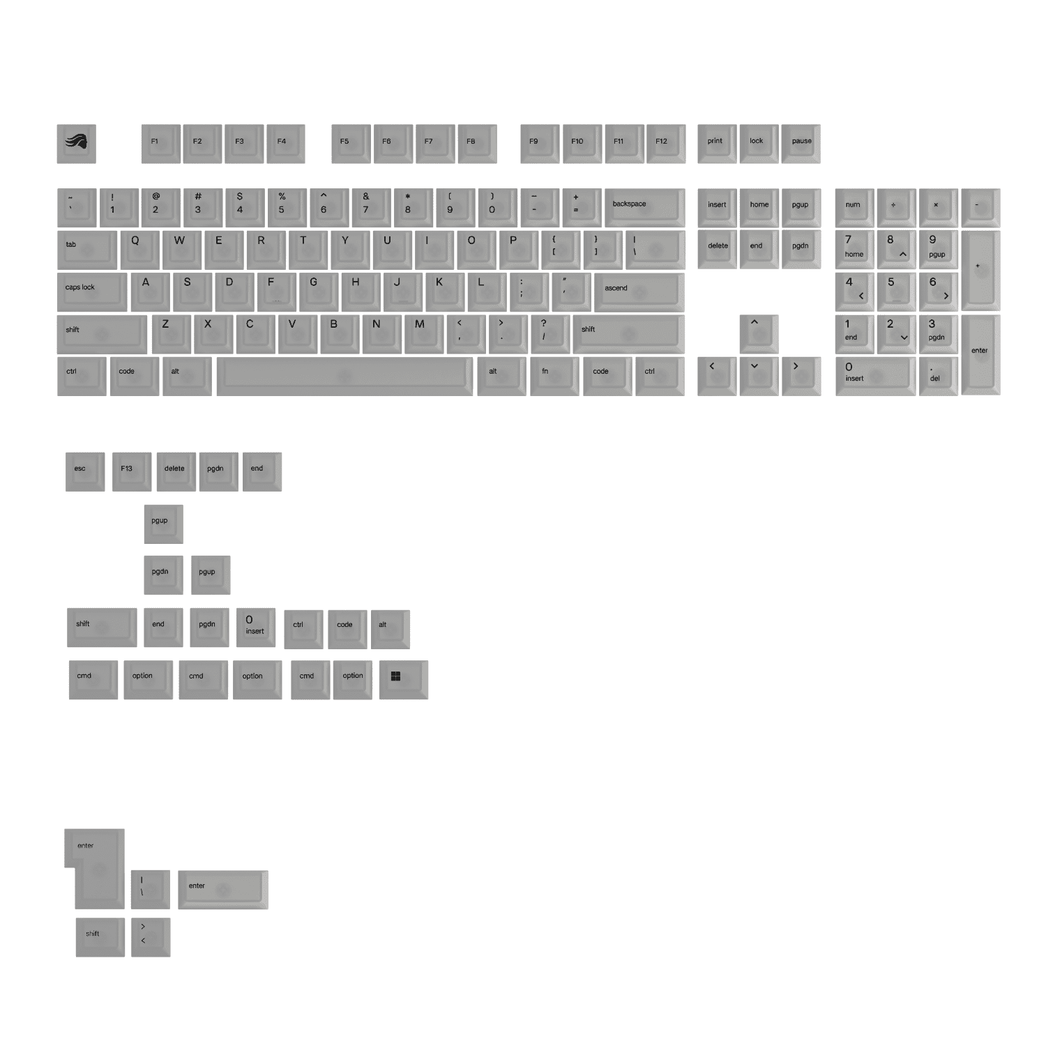 Glorious Gaming Polychroma 131 Piece Cherry Profile Polycarbonate Keycaps for Mechanical Gaming Keyboards