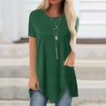 thumbnail image 5 of CHGBMOK Womens Summer Tops Plus Size Dressy Casual Round Neck Shirt Button Side Basic Tees Irregular Hem, 5 of 5