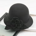 thumbnail image 3 of Prolriy Winter Hats for Women, Women's Autumn and Winter Flowers Round Top Casual Fisherman's Basin Cap Small Bowler Hat Bucket Hat Cloche Hat Black M, 3 of 3