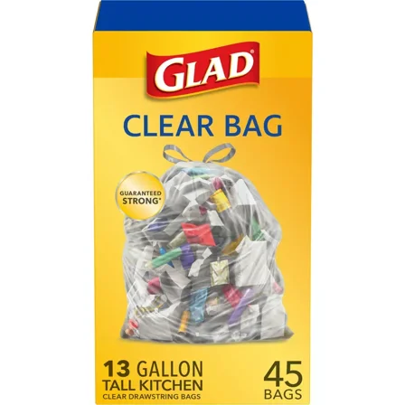 Tall Kitchen Drawstring Garbage Bags   Clear Trash Bags - 13gal/45ct