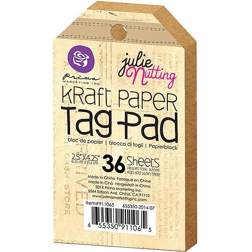 Julie Nutting Mixed Media Tag Pad, 2.5' x 4.25', Kraft