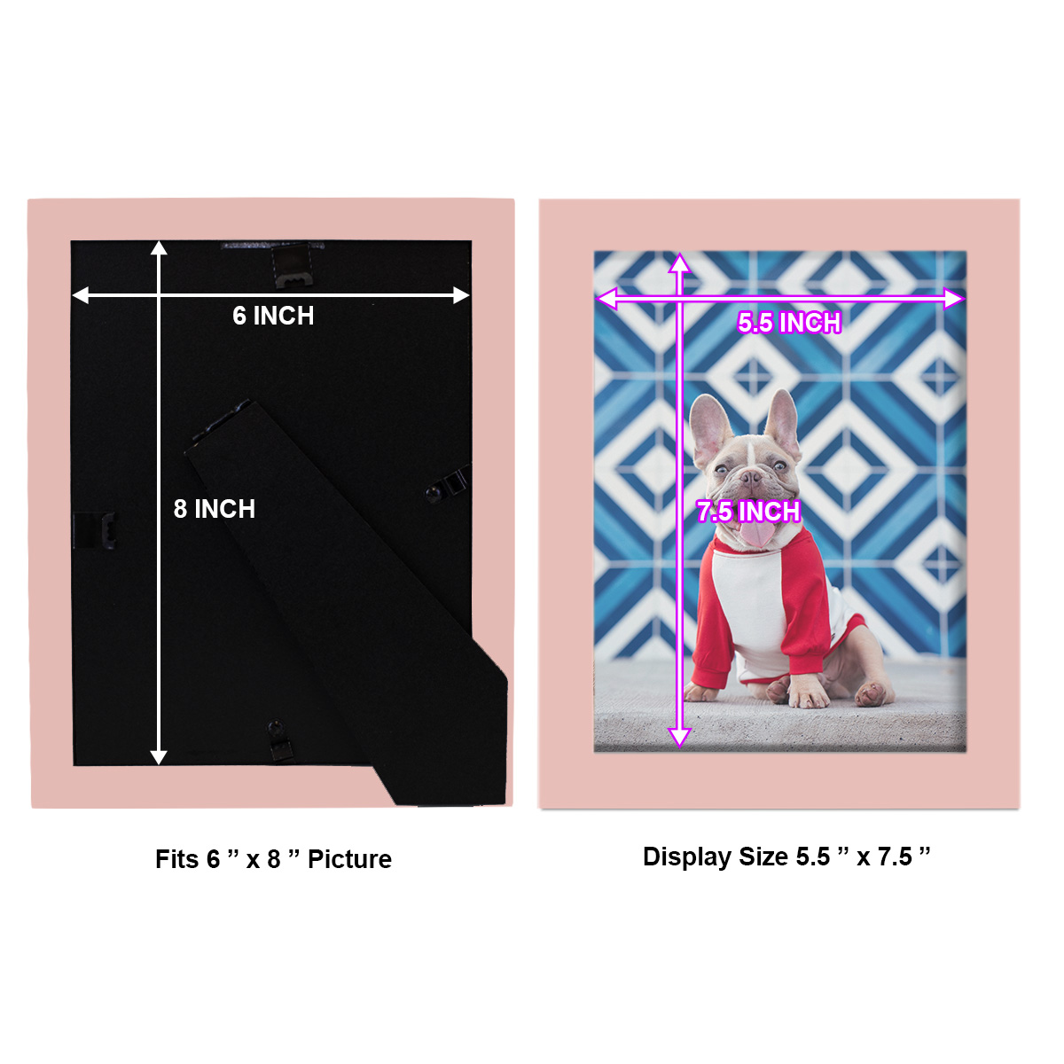 Modern 6 in. x 8 in. Pink Picture Frame (Set of 4)