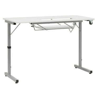 Sew Ready Adjustable Positioning Multifunction Sewing Table, Silver White