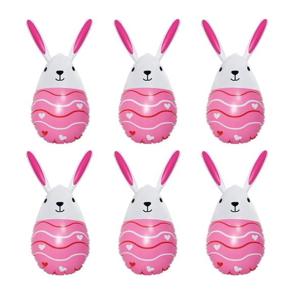 chaungfeng 6PCS Inflatable Easter Egg, 15.7 Inch Large Outdoor Courtyard Rabbit Shape Decoration for Lawn, Garden, Spring Party (Pink)