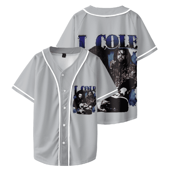 J Cole Rapper Baseball Jersey Man/Woman Hip Hop Tee Shirt Gray Short Sleeved