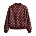thumbnail image 3 of Xijirk Women Polka Dot Bomber Jacket Zip Up Long Sleeve Ribbed Trim Coat for Spring Fall Daily Wear, 3 of 8