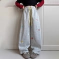 thumbnail image 2 of KAUOD Teen Girls Wide Leg Sweatpants Spring Flower Embroidery Baggy Cute Barrel Pants Fall Trendy Casual Joggers Pants, 2 of 8