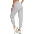 thumbnail image 5 of QAFOPEH Women Drawstring Waist Pocketed Solid Color Casual Workout Jogger Pants, 5 of 7