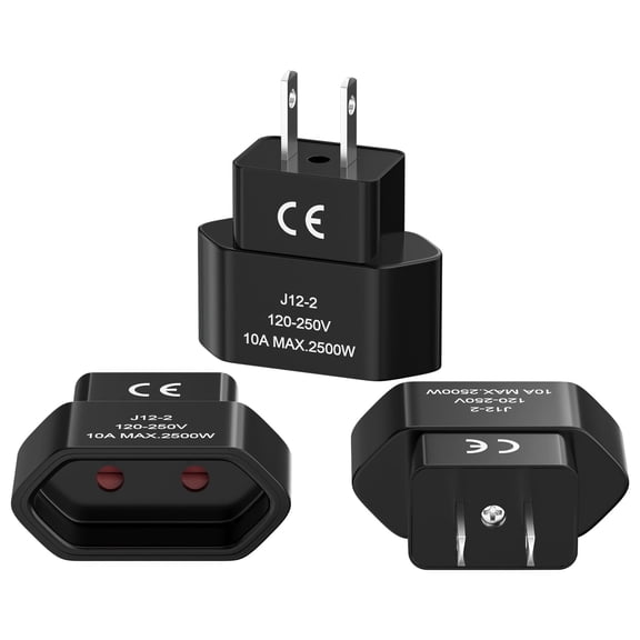 HITRENDS Pack of 3 EU to USA Socket Adapters, Travel Adapter for US Sockets (Type-A) – Compatible with German Devices, for Travel & Business, 250V/10A