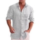 thumbnail image 2 of Playera De Hombre Camisa Con Cuello En V Algodón Lino Juven, 2 of 8