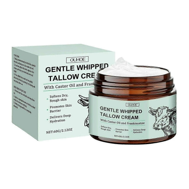 Grass-Fed Beef Tallow with Frankincense Oil and Castor Oil,Beef Tallow for Skin,Whipped Beef Tallow Frankincense Oil Castor Oil for Skin Face Body Moi