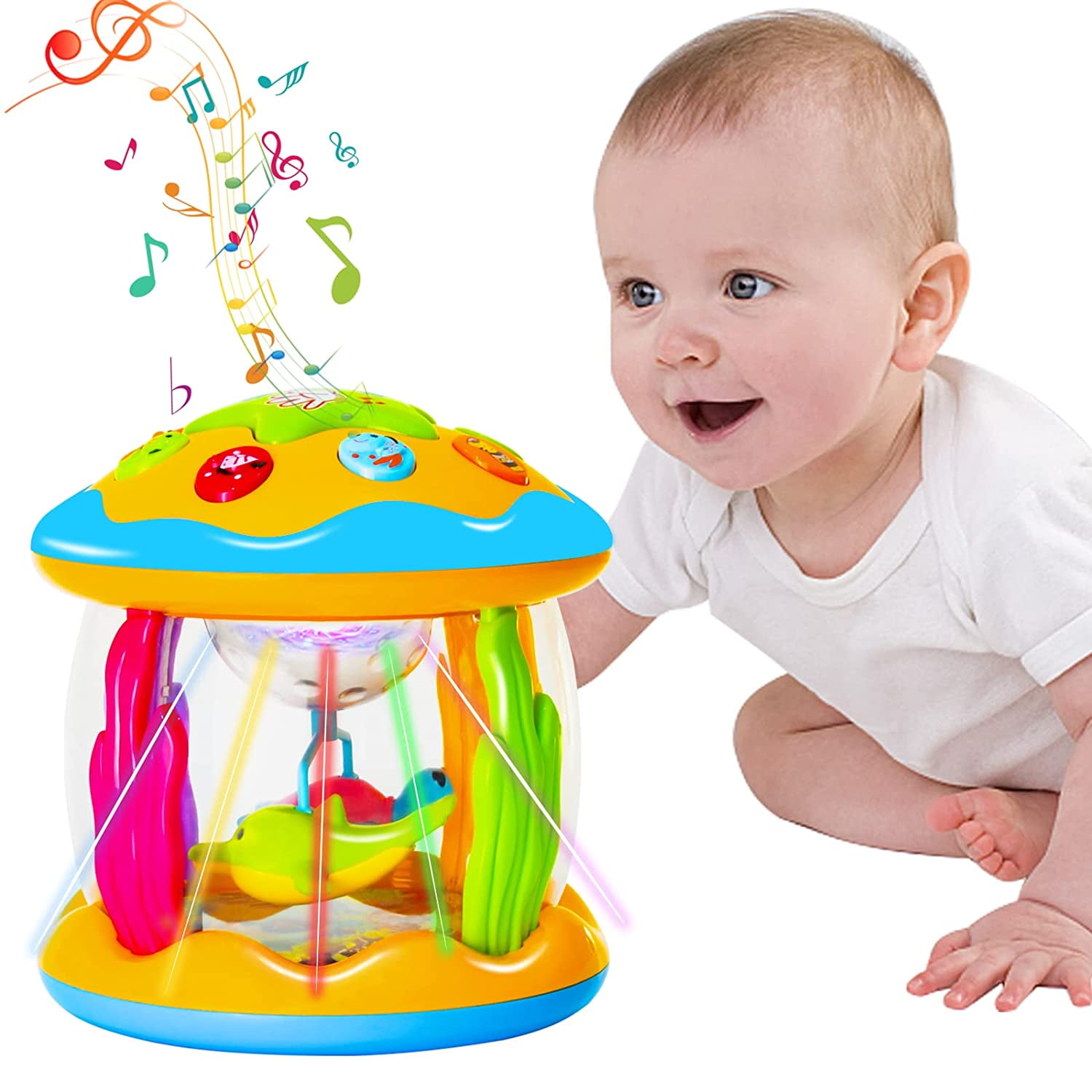 Baby Toys 12 to 18 Months, Ocean Rotating Light Up Toys Early Education