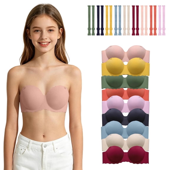 Shadoumai Girls Cotton Sports Bras Wire-Free Training Bralettes Seamless Padded Bras with Adjustable Straps Ages 10–18