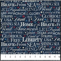 Cotton Stars and Stripes Patriotic Words on Navy 4th of July American USA Freedom Northcott Navy Cotton Fabric Print by the Yard (27885-49)