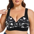 thumbnail image 6 of Gvdentm Women's Front Closure Bras Plus Size Printing Gathered Underwire Unlined Back Support Plunge Seamless Bra(Black,52B), 6 of 8