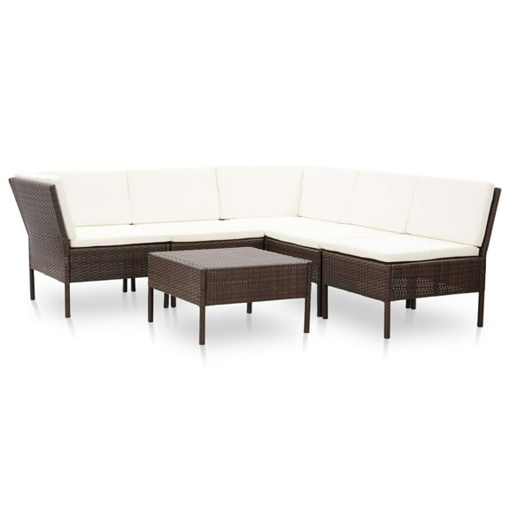 vidaXL Garden Lounge Set Brown, Cream White