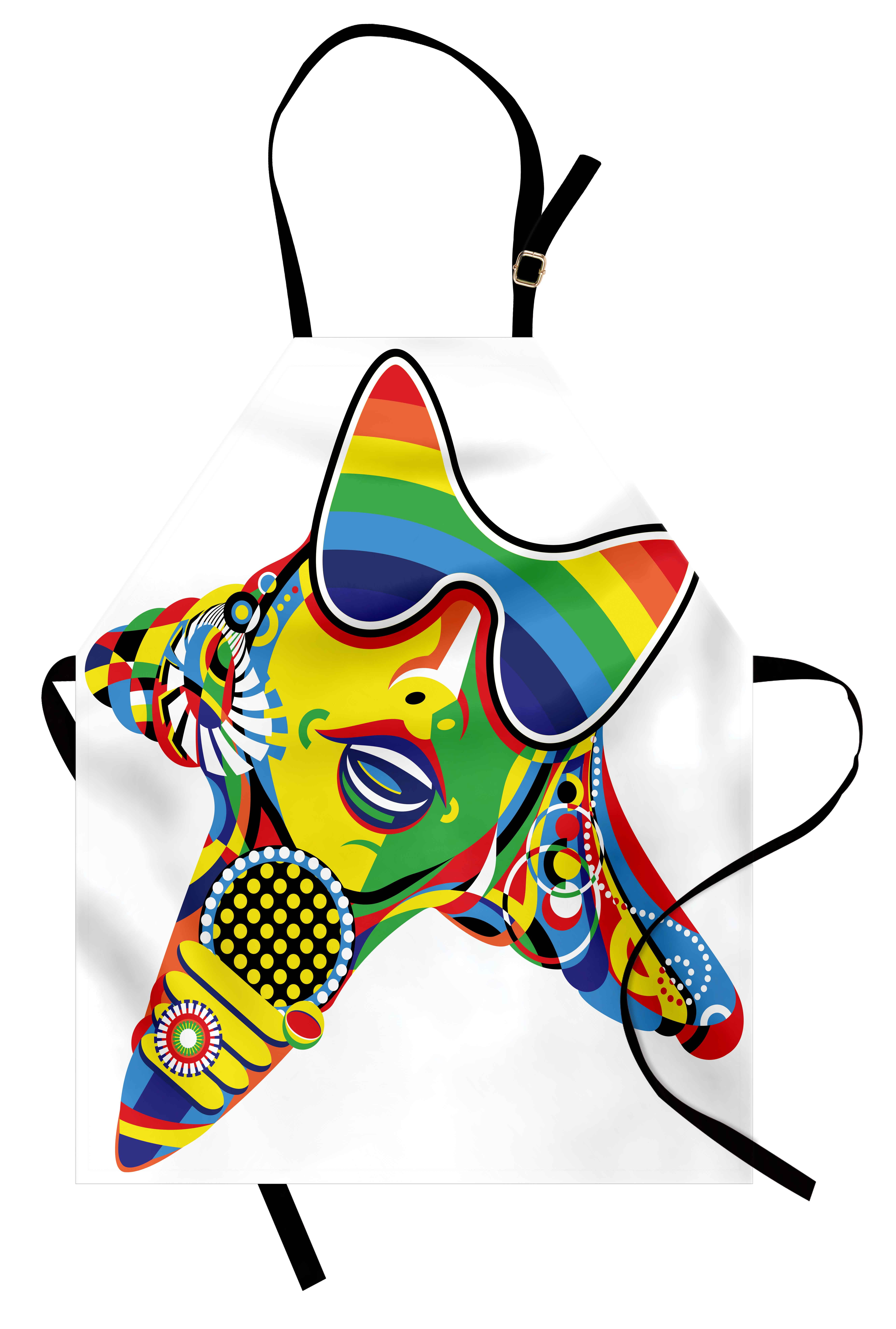 Popstar Party Apron Abstract Design in Rainbow Colors Art in Shape of Starfish Performer Woman, Unisex Kitchen Bib Apron... by 3decor llc