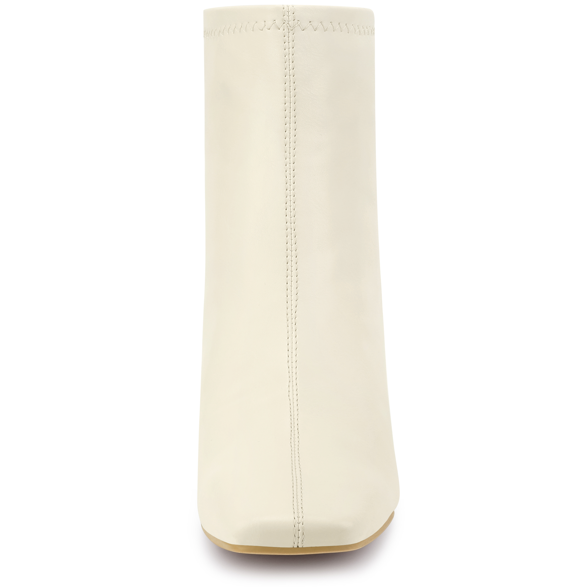 DARING DIVA Square Toe Block Heels Ankle Boots Cream 8.5