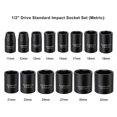 thumbnail image 2 of CASOMAN 14 Pieces 1/2-Inch Drive Standard Impact Socket Set, Metric, 6-Point, 11mm to 32mm, 2 of 6