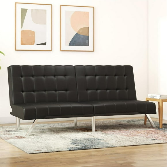 Futon Evie de Hometrends convertible en faux cuir noir