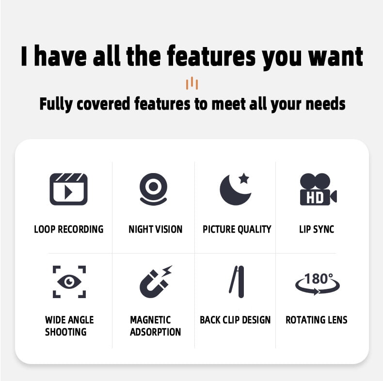 WiFi Mini Camera Full HD 1080P Outing Sport DV Night Vision Camcorder Back Clip Motion Camcorders Cam 180 Rotating Len Recorder
