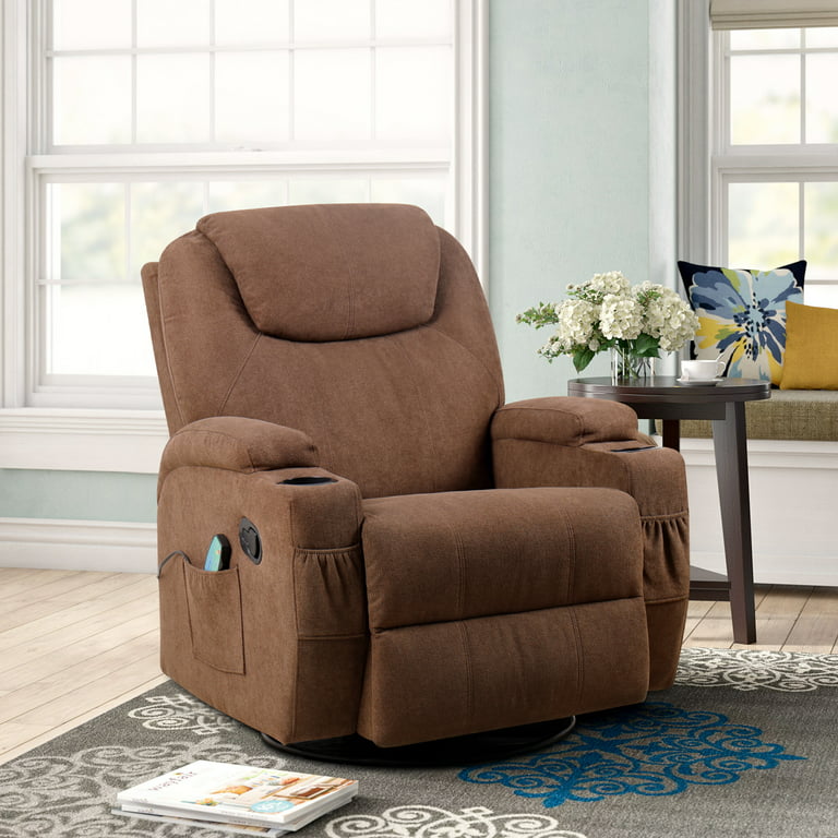 Homall Recliner Chair Massage Fabric 360° Swivel Rocker Recliner Living  Room Chair Home Theater Seating Heated Overstuffed Single Sofa Chair