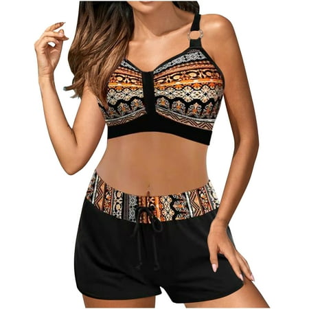 Abomasnow Women s Two Piece High Waisted Bikini Sets Tummy Control Swimsuits with Boyshorts Sporty Athletic Bathing Suits Cheeky Modest Swimwear