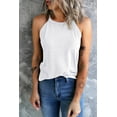 thumbnail image 4 of Women's White Solid Color Crew Neck Tank Top, 4 of 16