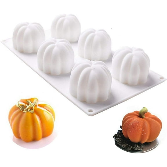 Fymlhomi Silicone Cake Molds For Baking - Halloween 3D Pumpkin Silicone Mold 6 Cavities Cupcake Baking Pan Mousse Mold Tray For Candy Chocolate Brownie,Cheesecake Dessert Handmade DIY Soap Making