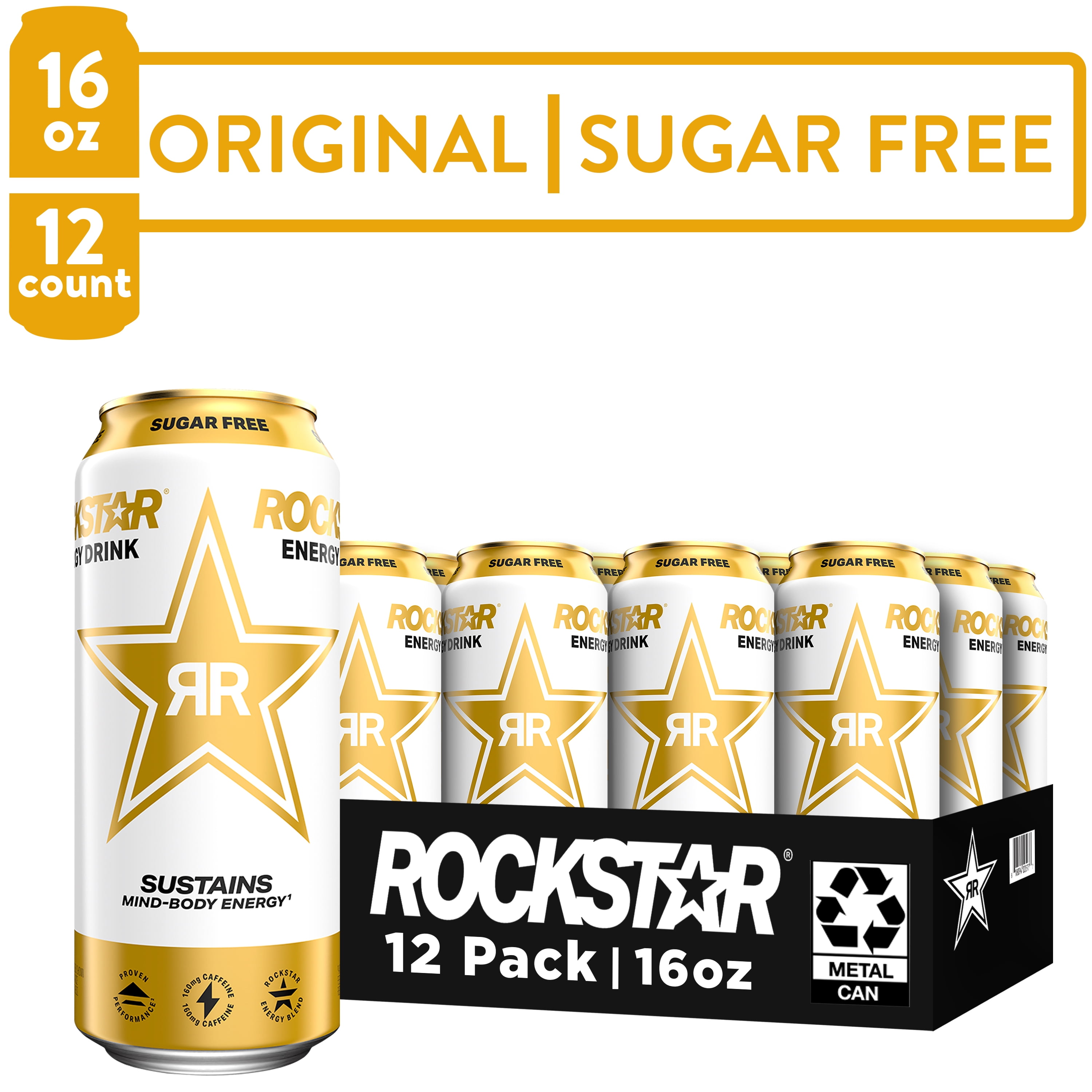 Rockstar Sugar Free Energy Drink, 16 fl oz, 12 Pack Cans