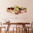 thumbnail image 3 of Elephant Stock Red Wine Picnic Wall Art - Horizontal Multi Panel Canvas - Cafe & Restaurant Wall Decor - Food And Drink Multi Panel - Orange And Green Decor - 80" x 36", 3 of 8