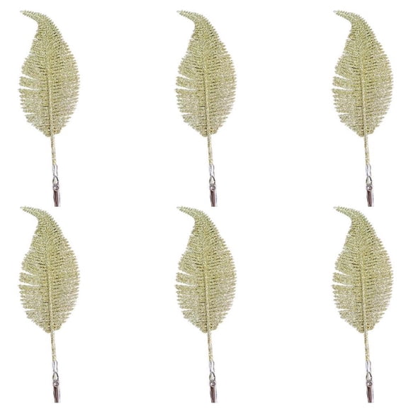 Inteprter Abrazadera de hojas de brillo de simulación de Navidad, 6 uds., decoración de Navidad, pluma de plástico de simulación para vacaciones, bodas Kits de decoración para fiestas No.2 Inteprter HA045229-02