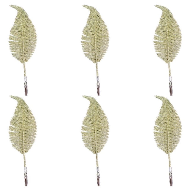 Bearachild Abrazadera de hojas de brillo de simulación de Navidad, 6 uds., decoración de Navidad, pluma de plástico de simulación para vacaciones, bodas Kits de decoración para fiestas No.2 Bearachild HA045229-02