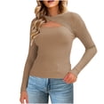 thumbnail image 3 of Sudadera con capucha extragrande,Blusa informal de cuello redondo de punto calado para mujer, manga larga, poliéster, tejido suave y ligero, ideal para el hogar, sopatenor, 3 of 9