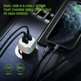 thumbnail image 3 of Cellet Car Charger for Motorola Moto G 5G 2024 - 30W High Powered Dual Port (USB-C PD and USB-A) Auto Power Adapter with Type-C to USB Cable - Silver/White, 3 of 9