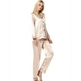 thumbnail image 6 of MOSEYEYOO Womens Satin Pajamas Set Button Down Silk 2 Piece Pj Sets Long Sleeve Sleepwear, 6 of 6