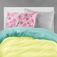 thumbnail image 2 of Watercolor Pink Flowers Fabric Standard Pillowcase, 2 of 2
