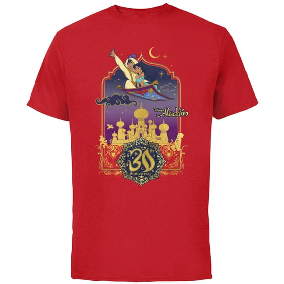 Disney Aladdin Jasmine Magic Carpet Ride 30th Anniversary - Short Sleeve Cotton T-Shirt for Adults - Customized-Red