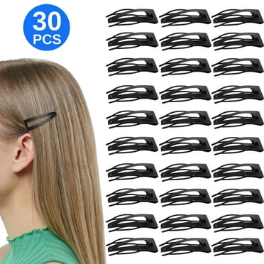 Lingsida 30pcs Double Grip Snap Hair Clips with Plastic Box for Women Girls, Black