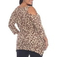 thumbnail image 3 of White Mark Fashion Casual Leopard Print Cold Shoulder Top, Women's Plus, 3 of 5