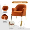 thumbnail image 5 of Fall Velvet Upholstered Accent Chairs Set of 2 Metal Legs Curved Backrest Armchairs Bedroom Adult Orange, 5 of 13