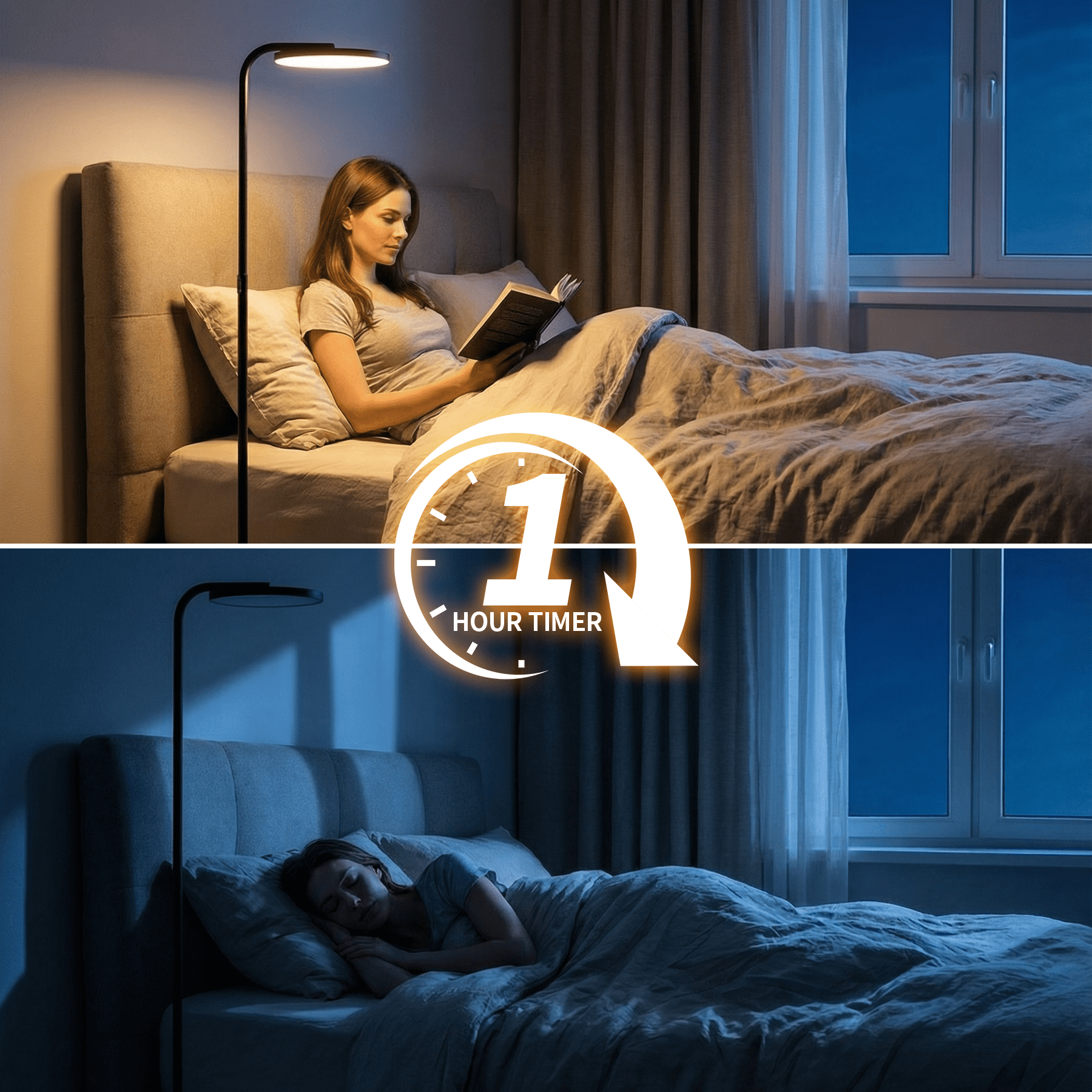 BedLuxury 36W Super Bright Torchiere Floor Lamp, Stepless Dimmable Tall Standing Lamp with Remote Control for Living Room, Bedroom, Office, Black