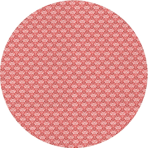 Ahgly Company Machine Washable Indoor Round Transitional Pastel Pink Area Rugs, 3' Round