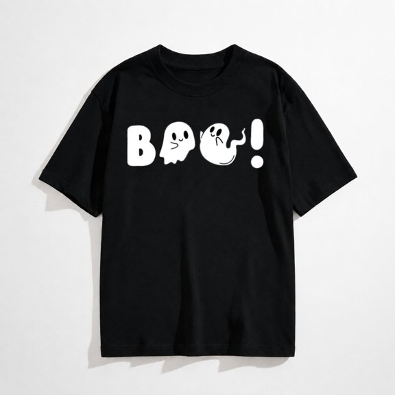 Shirt Women Halloween T-Shirt Funny Letter Print Tees Casual Short Sleeve Tops