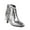 Silver, variant on Women's Leather Block High Heels Western Pointed Booties Gold Silver Tassels Sequins Decorated Fashionable Boots with Side Zipper
