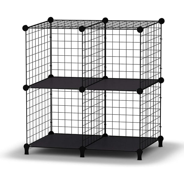 Estantes de almacenamiento Estantería de 4 cubos Estantería de libros Organizador de armario y almacenamiento Estantes de almacenamiento de alambre Estante cúbico de almacenamiento DIY multiusos para
